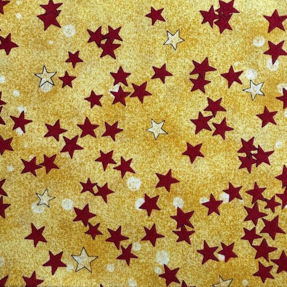 Peaceful Journey Quilting Fabric - Red & Gold Stars - Benartex - 2.5 yards - Picture 1 of 5